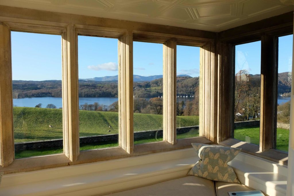 The breathtaking view of Windermere from the White Drawing Room 