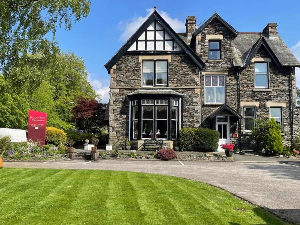 The entry to Beaumont House in Windermere.  best places to stay in the Lake District