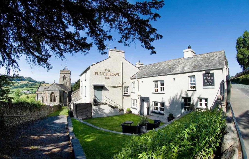 The beer garden at the Punch Bowl Inn, Kendal - best places to stay in the Lake District