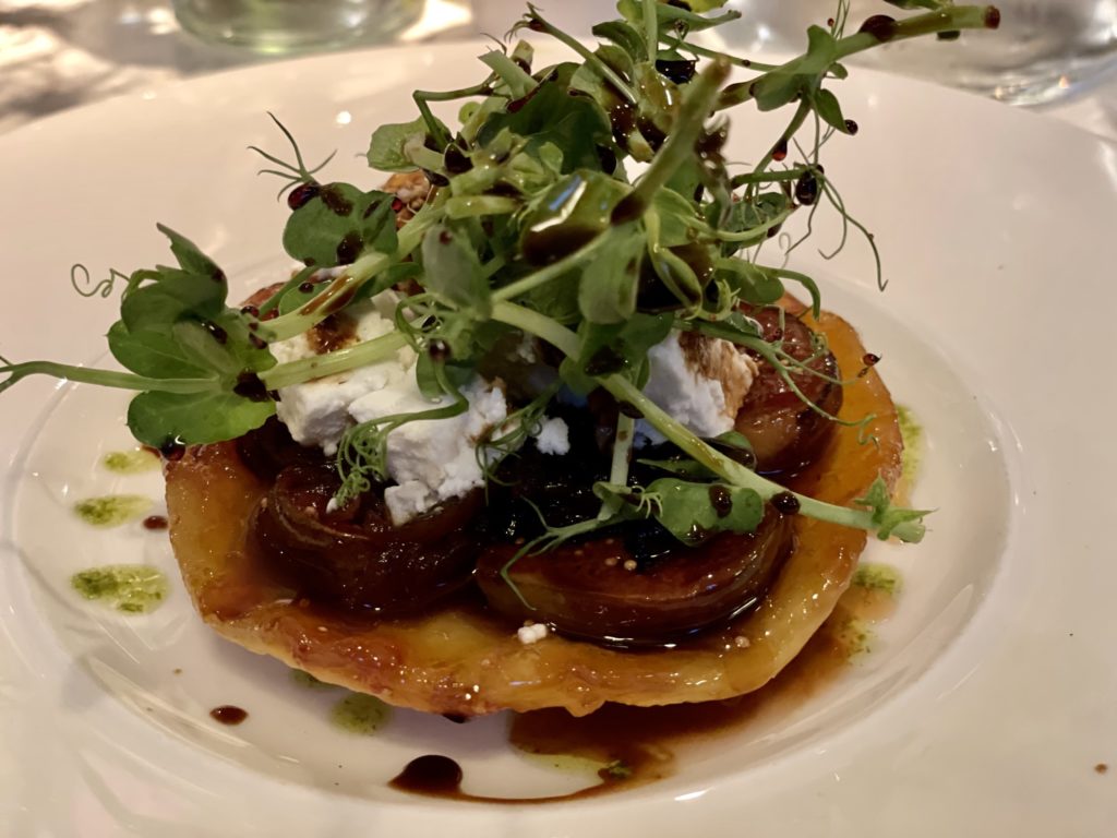 Caramelized Onion Tarte Tatin with Roasted Fig and Feta - vegetarian fine dining