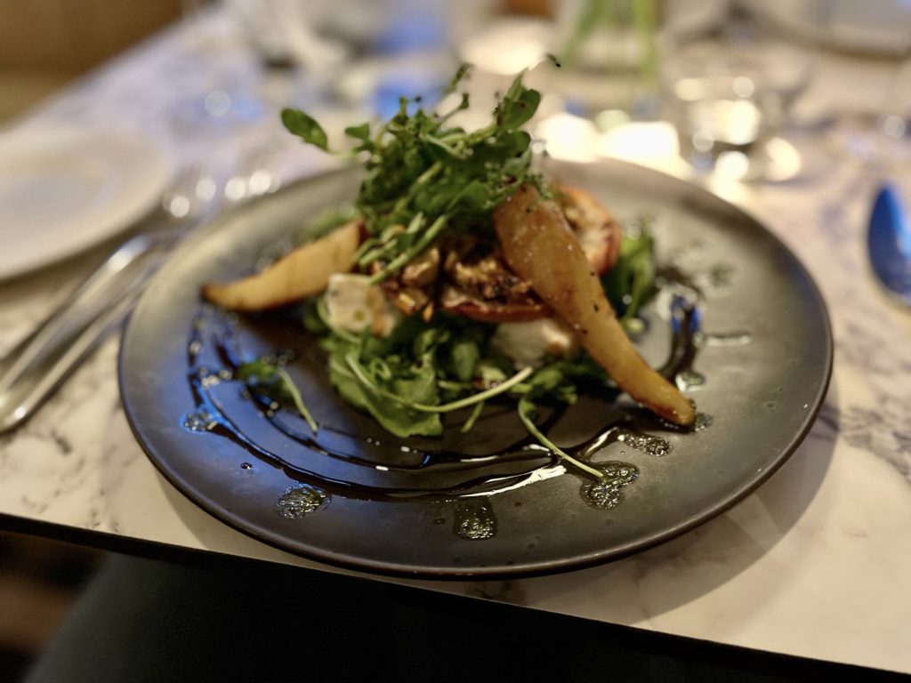 Artichoke, Blue cheese and Arugula salad Crostini.