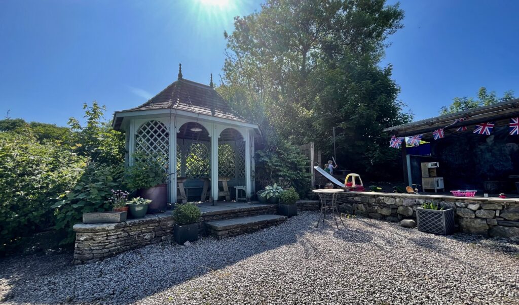 Outdoor courtyard and playground at Wolf & Us cafe, Silverdale