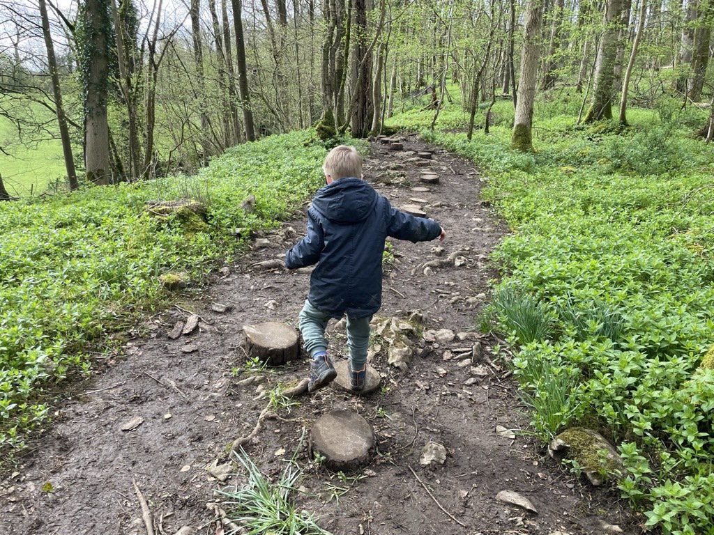 Little boy on Adventure trail at Sizergh Castle