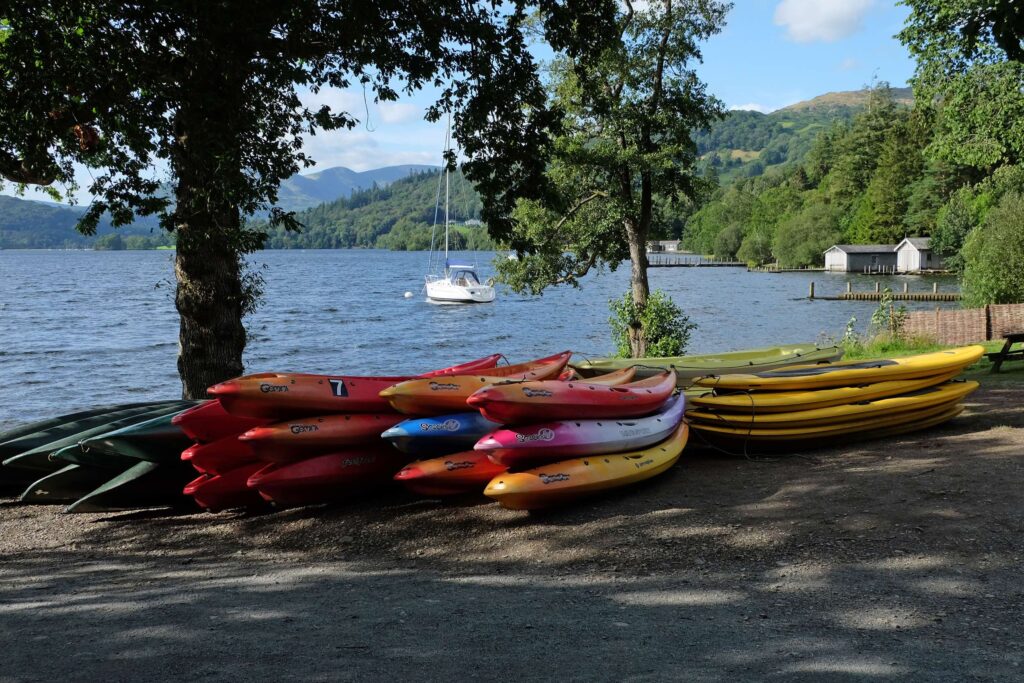 Kayaks  laid out at Brockhole-on-windermere