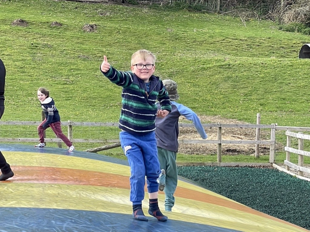 Pouncing pillow at Lakeland Maze Farm Park - Kendal