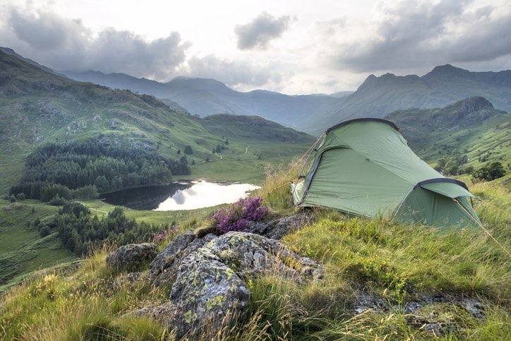 Tent pitched in mountains - Semi wild camping in the Lake District