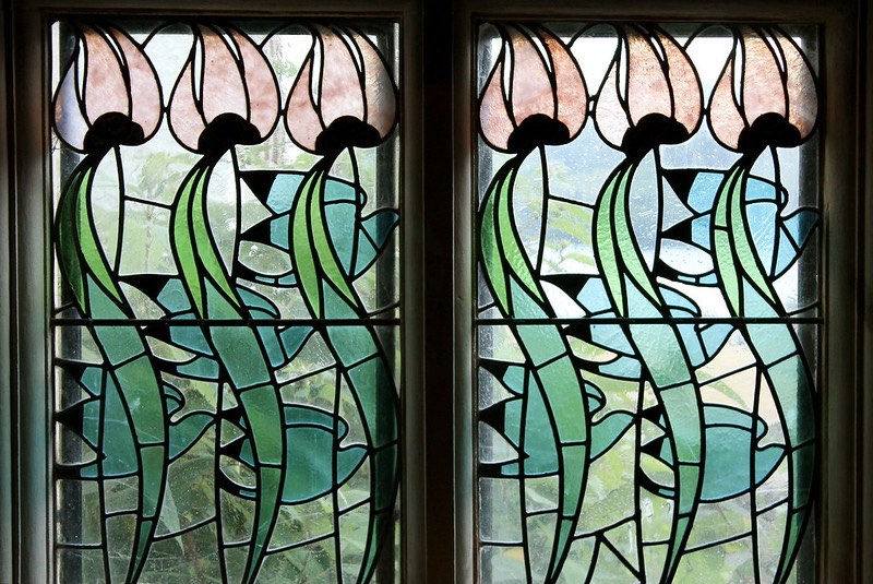 Stain glass windows at Blackwell Arts & Crafts House