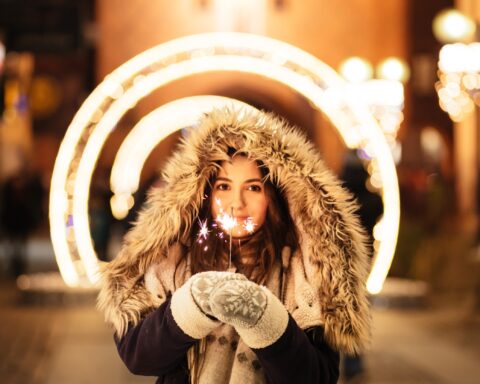 Girl with Sparklers Christmas Markets Lake District