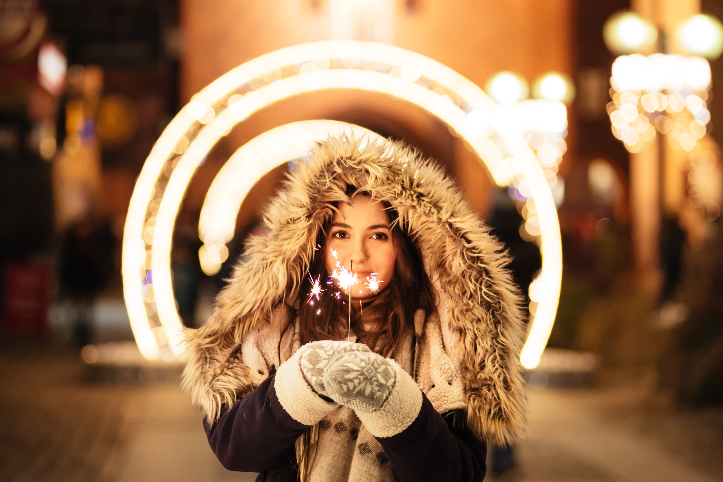 Girl with Sparklers Christmas Markets Lake District