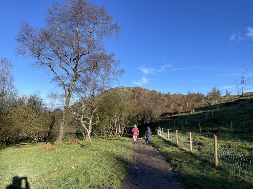 Initial level path at the start of the walk up Gummers How