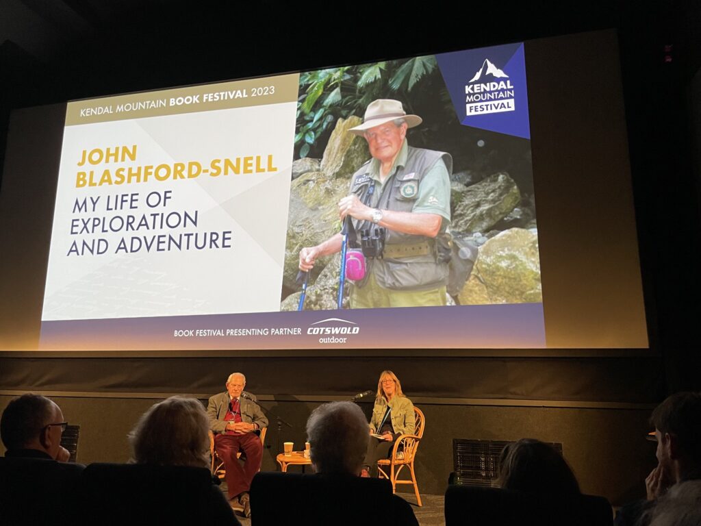 Explorer John Blashford-Snell talking at Kendal Mountain Festival 2023